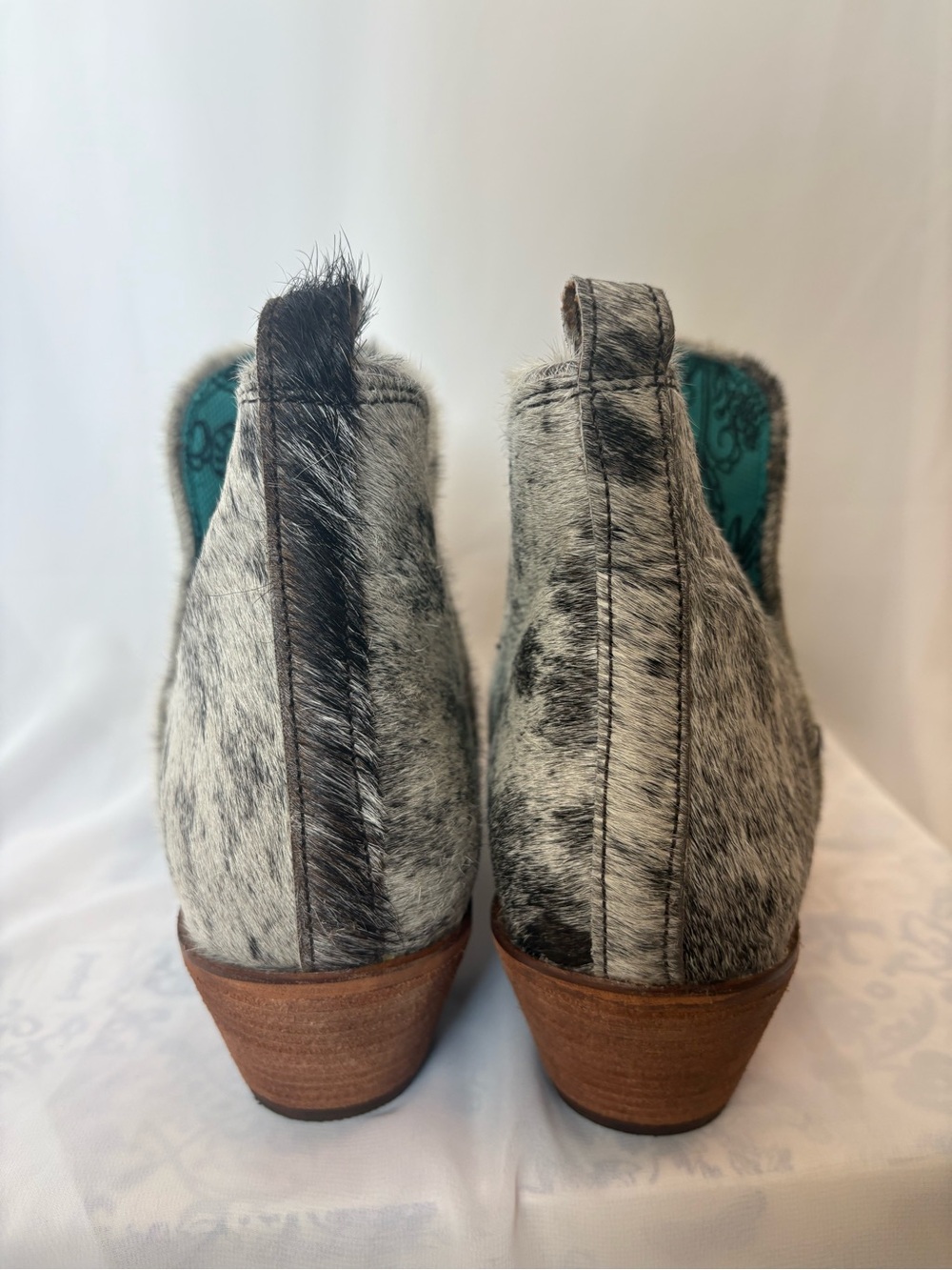 Myra Bag Black & White Hair-On-Hide Western Ankle Boots - Picture 2 of 5